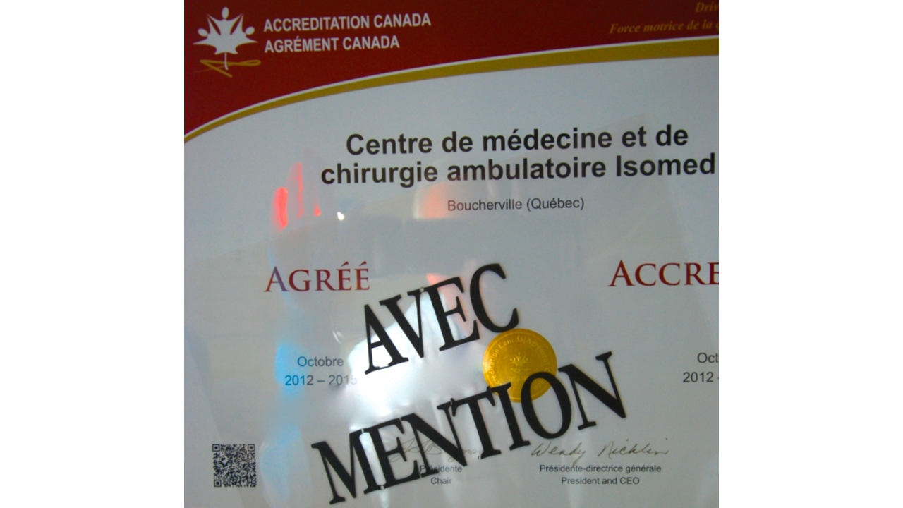 Agréément Canada - Isomed Clinique chirurgie esthétique et médecine privée - Rive-Sud